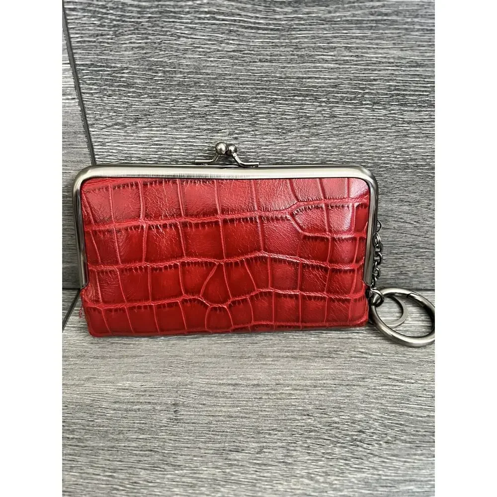 Patricia Nash croc leather wallet medium size red color B000606